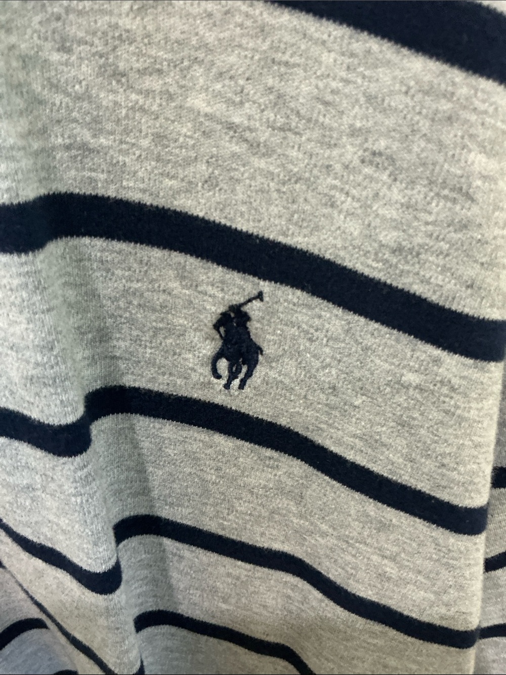 Ralph Lauren Light Gray & Navy Striped Polo Shirt - Picture 3 of 3
